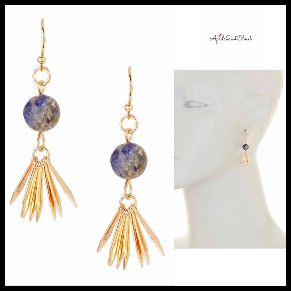 GENUINE LAPIS DAINTY BOHO TASSEL EARRINGS A2C - Picture 2 of 8